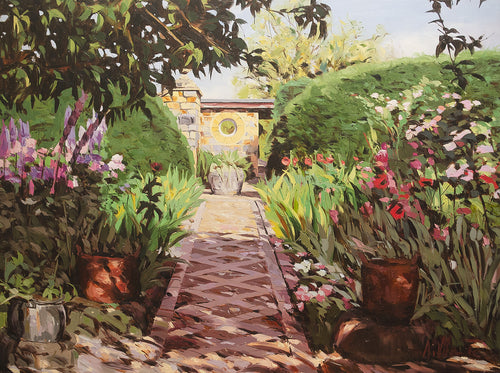 Garden Path, acrylic on canvas, 30 x 29 inches