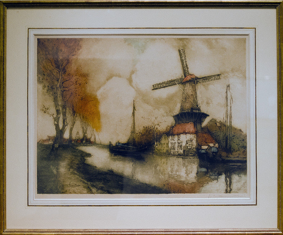 Dutch Scene, Etching, framed.